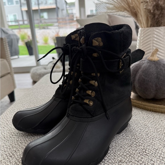 Sperry Black Ankle Duck Boots - Picture 3 of 4